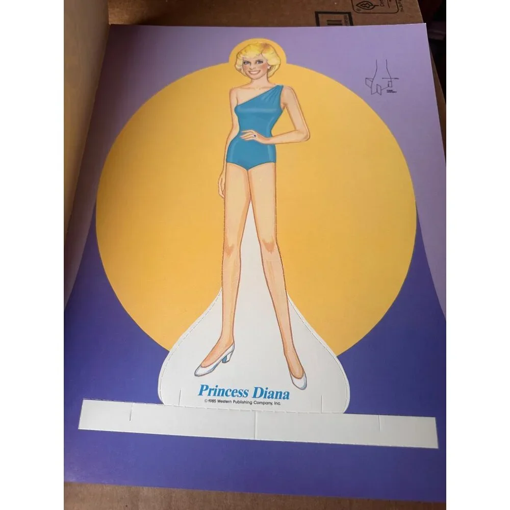 Princess Diana Paper‎ Doll Book 1985 Golden Pre-Cut Fashions & Doll  crown